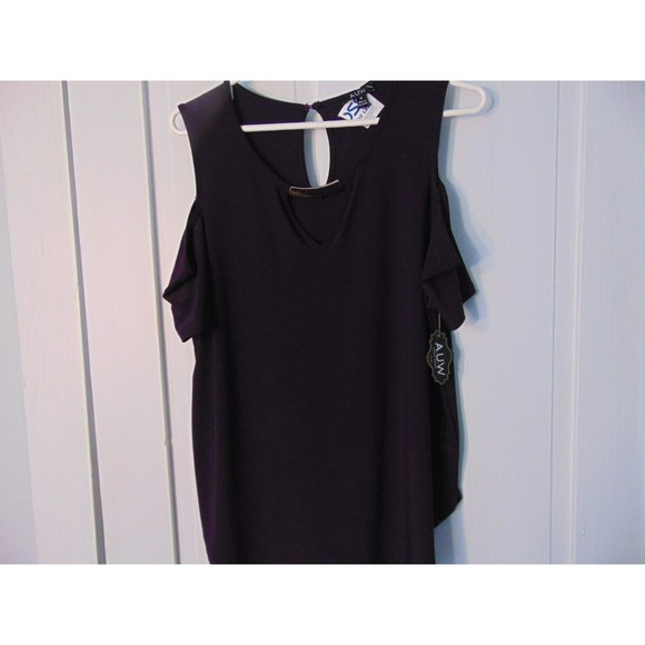 NWT top by AUW. Plum color, cold shoulder great neck detail SizeMedium - Picture 1 of 8